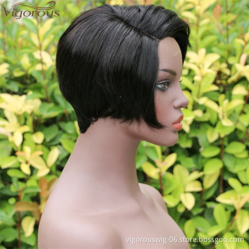 Vigorous Front Lace Human Hair Short Wigs Pixie Cut Bob Wigs Real Indian Hair Glueless Lace Front Wig for Black Women